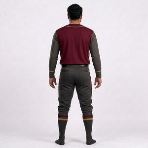 Uniforme de Béisbol para Hombre, Conjunto de Pantalones y Camiseta Sólida de Manga Corta con Cierre de Botones, Transpirable, Antibacteriano, Nombre del Equipo Personalizado, 100% Poliéster - Product Image 2