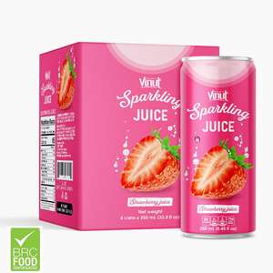 250ml Bebidas carbonatadas 4 latas Zumo de fresa Proveedores Fabricantes Bebidas Diseño de embalaje - Product Image 1