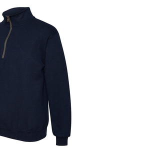 Sudadera Azul Marino para Hombre en Tela de Algodón con Forro Polar, Cuello y Mangas Personalizados con Cuello Alto 1/4, Modelo AI-SS-015 - Product Image 5