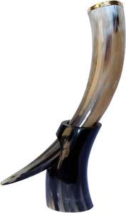 <b>Large</b> Capacity Viking Drinking Horn Mug Polished Brass Rim Natural Buffalo Horn Handmade Vintage Style Craft <b>Cup</b> Wholesale - Product Image 2