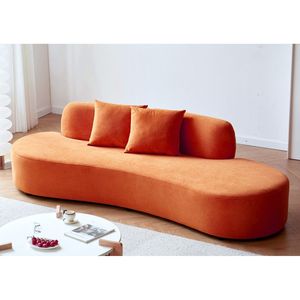 Divano Curvo di Lusso in Velluto da 90 Pollici a 4 Posti con Design a Mezzaluna, Schiuma ad Alta Densità e Cuscini Decorativi per Soggiorno Moderno - Product Image 2