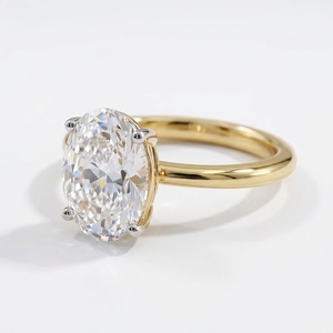Anillo de Compromiso Solitario con Diamante Cultivado en Laboratorio de Corte Ovalado, Chapado en Oro de 14K, Joyería de Lujo para Mujer para Compromiso y Aniversario de Bodas - Product Image 2
