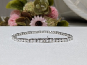 5CT Round Men Women Jewelry Hip Hop Iced Real <b>Solid</b> 14k White <b>Gold</b> Vvs Lab Grown Brilliant Cut Diamond Tennis Chain Bracelet - Product Image 3
