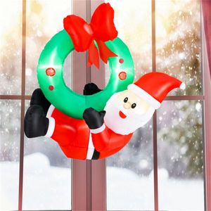 Decorazione Natalizia Gonfiabile Impermeabile IP44 in Poliestere da 120 cm con Ghirlanda di Babbo Natale e 5 Luci LED (3 Ghirlande/2 Babbo Natale) - 2 Decorazioni da Esterno per Giardino - Product Image 1