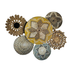 Cesta de pared redonda clásica hecha a mano, decoración de mimbre, jacinto de agua, ratán y bambú, en stock, para sala de estar estilo rústico. - Product Image 6