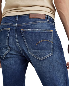 Jeans de Mezclilla para Hombre, Corte Slim Fit, Pierna Recta, Lavado Oscuro, Cintura Media, Algodón, Estilo Casual Otoñal - Product Image 3