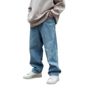 Pantalon en jean ample et décontracté pour homme, coupe large, style streetwear, personnalisable OEM ODM, 100 % coton, respirant, séchage rapide - Product Image 1