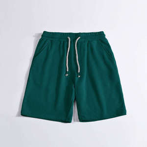 Shorts Bermuda en Coton Vert Uni pour Homme avec Cordon de Serrage à la Taille et Poches, Style Décontracté, Tissu Tricoté Respirant, Taille Mi-Haute - Product Image 3