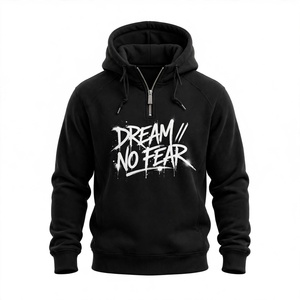 Half <b>Zip</b> Men's Custom Printed <b>Hoodie</b> 100% Cotton Casual Hooded Regular Fit <b>Pocket</b> Breathable Eco-Friendly Quick Dry From BD - Product Image 1