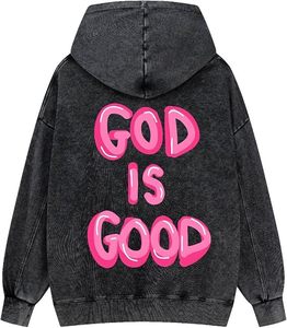 100% Cotton <b>Thick</b> Fleece Bible verses Custom Logo Oversized Pullover Hoodies Autumn High Street Fashion Apparel hoodies - Product Image 5