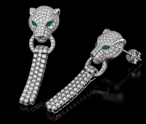 Pendientes Largos de Lujo Inspirados en Animales en Plata de Ley 925 con Diamantes CVD Premium - Product Image 1