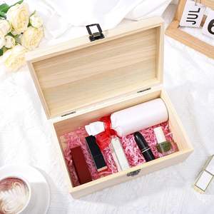 Boîte en bois avec couvercle à charnières - Grande taille 9,2"x5,5"x3,9" pour l'artisanat, le bricolage, le rangement de bijoux et de cadeaux, et l'organisation de loisirs créatifs - Product Image 2