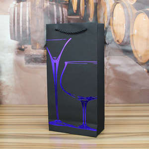 Bolsa de Vino Personalizada con Logotipo, Económica de Fábrica, con Lámina Dorada, Reciclable, con Asa, para Regalo - Product Image 4