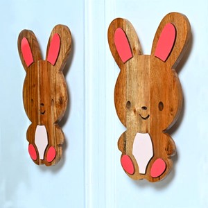 Tiradores de Madera de Acacia Hechos a Mano con Forma de Conejo para Puertas, Cajones, Cómodas y Armarios, Ideales para Cuartos de Niños - Product Image 2