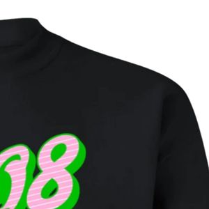 Sudadera Negra 1908 Alpha con Gráficos, Cuello Redondo, Manga Larga, Puños Acanalados, Informal, para Mujer, Top de Felpa, Moda Urbana - Product Image 3