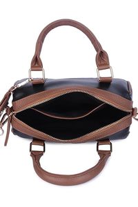 Mini Duffle Crossbody Bag for Women | Stylish <b>Small</b> <b>Handbag</b> with Top Handle | Adjustable Strap & Attached Travel Mirror | Vegan - Product Image 2