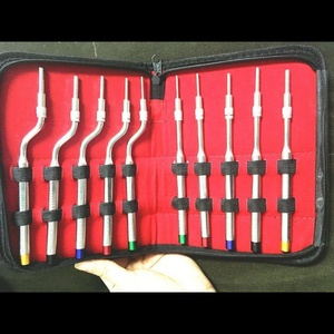 Lot de 10 Élévateurs à vis manuels réglables à pointe concave pour implantation osseuse et greffe d'os, et Osteotomes droits et angulés en acier inoxydable - Product Image 2