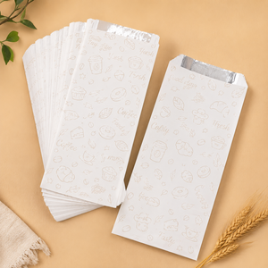 Sac en papier blanc anti-graisse standard, plat, avec fermeture autocollante, jetable, biodégradable, écologique, poignées découpées, pour usage alimentaire - Product Image 4