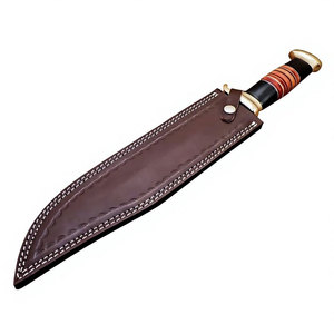 Couteau Bowie en acier inoxydable, couteau utilitaire de camping et de chasse pour l'extérieur, avec construction classique, manche confortable et étui. - Product Image 2