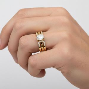 Oval Cut Moissanite <b>Ring</b> 925 Sterling <b>Silver</b> Yellow Gold Plated Classic <b>Solitaire</b> Engagement Wedding <b>Ring</b> Dainty Promise Luxury - Product Image 5