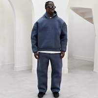 Survêtement streetwear pour homme, coupe classique, à capuche, uni, grande taille, 100% coton, avec pantalon de jogging ample et logo personnalisé