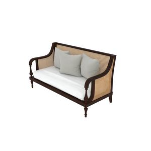 Sofá Aiko Hecho de Madera de Caoba Sólida de Alta Calidad con Tejido de Ratán y Cojín para Uso en Sala de Estar. - Product Image 4