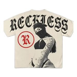 Camiseta de Algodón para Mujer, Estilo Urbano, Estampado Gráfico, Corte Holgado, Cuello Redondo, Manga Corta, Largo Regular, Tejido Jersey Transpirable - Product Image 1