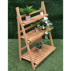 Support de plantes en bois pour l'intérieur et l'extérieur, étagère de présentation de pots de fleurs, organisateur peu encombrant pour jardin, balcon, décoration de la maison - Product Image 1