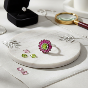 แหวนพลอยเพอริดอททรงรี สไตล์โบฮีเมียน ชุบทอง 18K ขนาด 5x7 มม. ทำมือ ปราศจากนิกเกิล ตัวเรือนทองเหลืองแบบหนามเตย ขายส่ง - Product Image 1