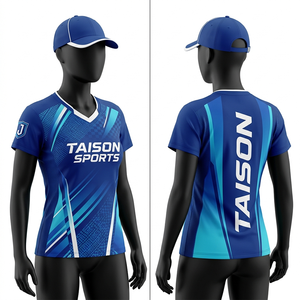 Camiseta de Tenis para Mujer Elite, 160 GSM, Microfibra de Poliéster, Paneles Azul Aqua, Ligera, Transpirable, Sublimación de Tinta, Logotipo Personalizado - Product Image 1