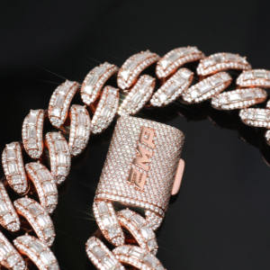Emp Rhodium Plated 18k Solid Gold Chain Necklace Emerald Cut <b>Crystal</b> Unisex Hip Hop Jewelry Gift IGI Certified Wedding - Product Image 3