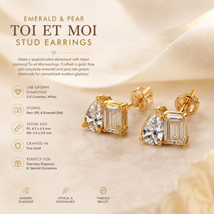 Pendientes de Diamantes Cultivados en Laboratorio de Lujo Toi et Moi |   Pendientes de Oro de 14K con Corte Esmeralda y Forma de Pera |   Joyería Fina Atemporal para Mujer - Product Image 5