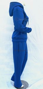 Ensemble Jogging Femme Bleu Royal – Sweat-shirt et Pantalon en Molleton Premium Délavé à l'Acide 100% Coton Biologique Coupe Classique Design Personnalisé Vente en Gros - Product Image 2