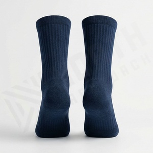 <b>Crew</b> <b>Socks</b> Solid Navy Blue 100% Cotton Breathable Knitted for Adults Daily Casual Wear Spring Season - Product Image 2