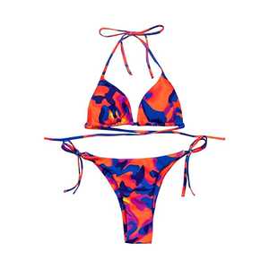 Ensemble de maillot de bain 2 pièces sexy uni pour femme, soutien-gorge à armatures, col en V, style brésilien, tenue de plage - Product Image 2