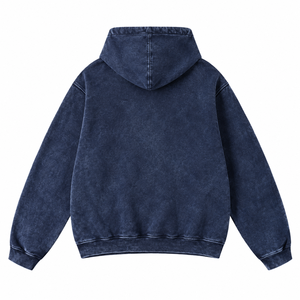 Men's <b>Oversized</b> Acid Wash Hoodie <b>Vintage</b> Pullover <b>Sweatshirt</b> with Pocket Navy Blue - Product Image 2