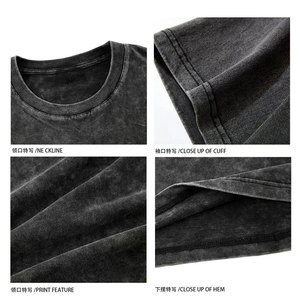 T-shirt vintage épais 100 % coton à épaules tombantes, coupe oversize, noir délavé, longueur longue, en tissu tricoté léger en bambou - Product Image 5
