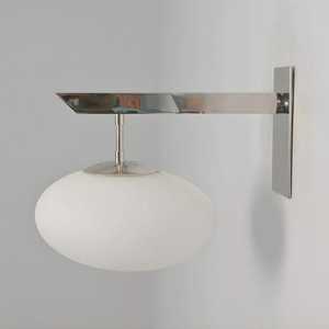 Applique murale moderne avec abat-jour rond en verre opale, finition chromée, luminaire d'intérieur - Product Image 1