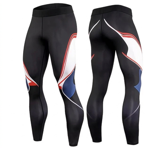 Pantalones de compresión estampados de cintura alta para hombre, leggings deportivos Dry-Fit, joggers ajustados para entrenamiento, pantalones deportivos para fitness - Product Image 1