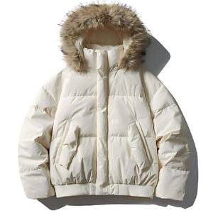 Custom Men's Black Hooded Puffer <b>Jacket</b> 100% <b>Leather</b> Fur Trim Insulated Windproof <b>Winter</b> Coat Warm Thick Zip Streetwear Outdoor - Product Image 4