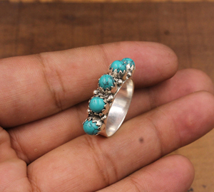 Wholesale Shree Jaipur Silver 925 Sterling Silver Natural Turquoise Multi Gemstone <b>Crown</b> Bezel <b>Ring</b> with Third Party Appraisal - Product Image 4