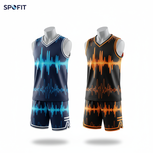 ชุดเสื้อบาสเก็ตบอล SPOFIT ลายพิมพ์เรขาคณิต คอวี แขนกุด ระบายเหงื่อ แห้งเร็ว สำหรับผู้ใหญ่ ใส่ได้ทั้งชายและหญิง - Product Image 3