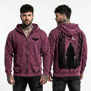 เสื้อฮู้ดซิปเต็มตัวแบบกำหนดเองสำหรับผู้ชาย เสื้อฮู้ดวินเทจแบบซักล้างทรงโอเวอร์ไซส์ ลายกราฟิกคุณภาพสูง ผู้ผลิตเสื้อผ้าสตรีทแวร์ขายส่ง - Product Image 4