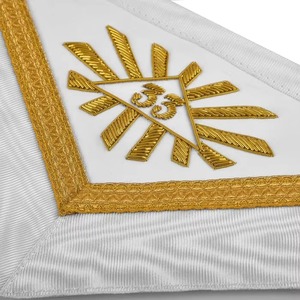 Delantal Masónico del 33º Grado del Rito Escocés - Estilo Étnico, Tela de Terciopelo, Bordado a Mano con Alas de Hilo Dorado, Banderas de TODOS LOS PAÍSES PERSONALIZADAS - Product Image 5