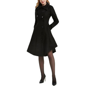 Abrigo largo tipo gabardina para mujer - Abrigo de lana de invierno con solapa gótica, abrigo grueso con capucha OEM ODM - Product Image 2