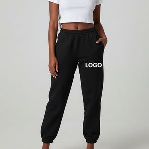 Jogging en molleton de coton OEM 320 GSM avec logo brodé, style streetwear américain, pantalon décontracté multicolore pour femme - Product Image 3