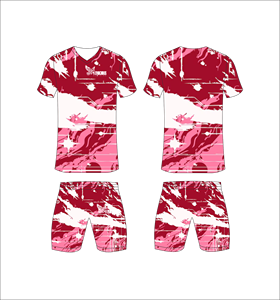 Conjunto de Camiseta y Pantalones Cortos de Fútbol con Cuello en V para Hombre, Estampado de Camuflaje Sublimado, Poliéster que Absorbe la Humedad, para Todas las Temporadas, Venta al Por Mayor - Product Image 1