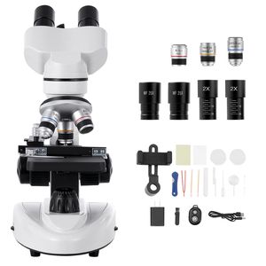 Microscopio Compuesto Profesional para Adultos con Luz LED de 40x-2000x, Objetivo de 100x y Ocular de 10x - Product Image 1
