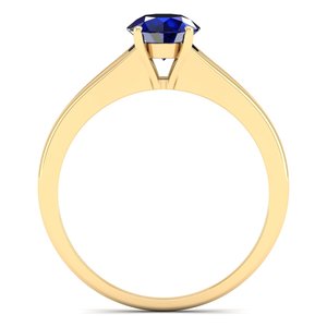 Anillo de Diamantes con Zafiro Azul de Corte Redondo de 0.84 Quilates en Oro Amarillo Sólido de 14K Personalizado REYES para Mujer, Joyería Fina de Compromiso - Product Image 4