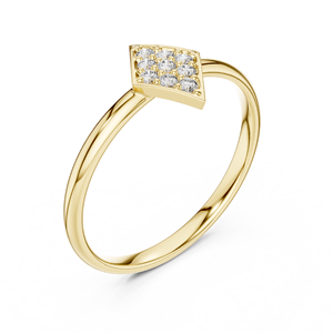 Anillo Geométrico Minimalista con Diamante de Corte Redondo para Mujer, Oro Amarillo Sólido de 14k, para Compromiso, Aniversario, Regalo de Boda - Product Image 3